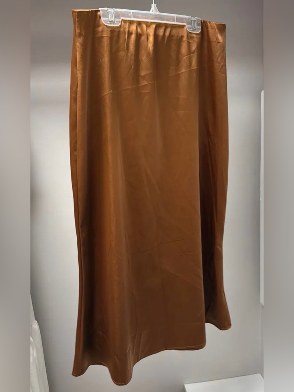 SHEIN Copper-Brown Satin Maxi Skirt